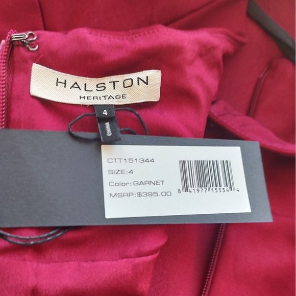 SOLD Halston Heritage Dress sz 4 Plunge Structured Halter Dress Cocktail NEW - Picture 7 of 9